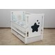 Дубик-М.Кровать детская Звёздочка на шарнирах с подшипником+откидная боковина белая с ящиком(8106948