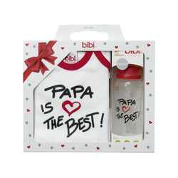 Bibi. Подарочный набор Bibi Бутылочка с соской + Бодик "Папа Лучший" (62/68 размер) арт. 112549 (842