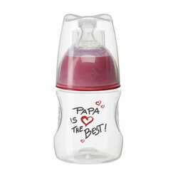 Bibi. Пляшка для годування пластикова, антиколиковая  Bibi "Папа кращий" Natural 120 мл, 0мес+ арт. 114652(859261)