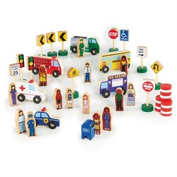 Guidecraft. Набір фігурок і машин Block Play до Дорозі з дерева, 36 деталей (G6717)