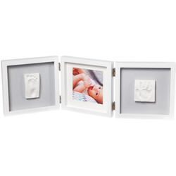 Baby Art. Тройная рамка квадратная с отпечатками, бело-серая (3601095500)