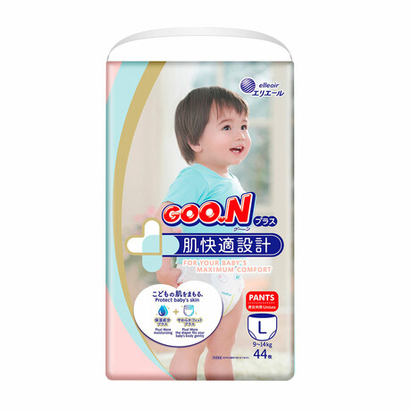 Goo.N. Трусики-підгузки GOO.N Plus для дітей 9-14 кг (розмір L, унісекс, 44 шт) (843340)