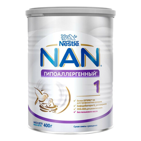 Nestle. NAN Смесь Гипоаллергенный 1, 400 г.  (251728)
