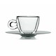 Luigi Bormioli. Набор чашек с блюдцеми для кави  Termic Glass 65 мл 4 предмета (10083/1)