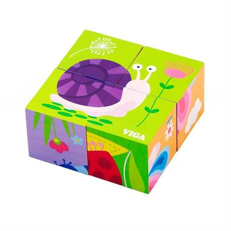 Viga Toys. Деревянные кубики-пазл  Насекомые (50160)