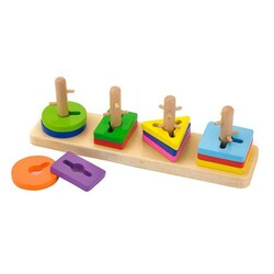 Viga Toys. Дерев'яна логічна пірамідка-ключ Кольорові фігури (50968)