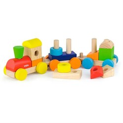 Viga Toys . Деревянный поезд Цветные кубики (51610)