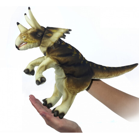 Hansa. Трицератопс коричневый 43 см, реалистичная мягкая игрушка на руку (4806021977644)