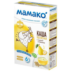 Мамако. Каша молочная на козьем молоке "Пшеничная с грушей и бананом", 6 мес+, 200 г (795864)