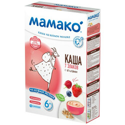 Мамако. Каша молочная на козьем молоке "7 злаков с ягодами", 6 мес+, 200 г (4670017090293)