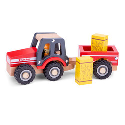 New Classic Toys. Червоний трактор з причепом і двома копицями сіна (11943)