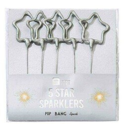 Talking Tables. Набор бенгальских огней в форме звезд (серебро, 5 шт) (POP-SLVSTARSPARK)