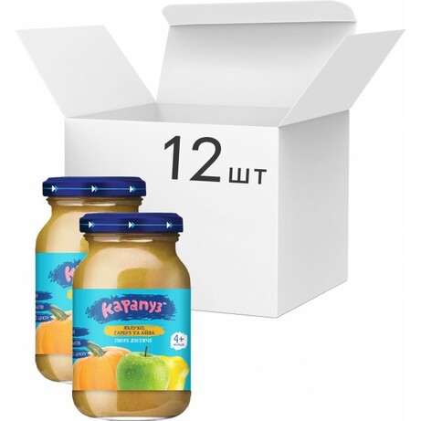 Карапуз. Упаковка пюре Яблоко, тыква, айва без сахара с витамином С 170 г х 12 (4820134722014)