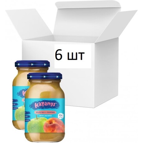 Карапуз. Пюре Яблоко и персик без сахара 170 г х 6 шт (4820134721987)