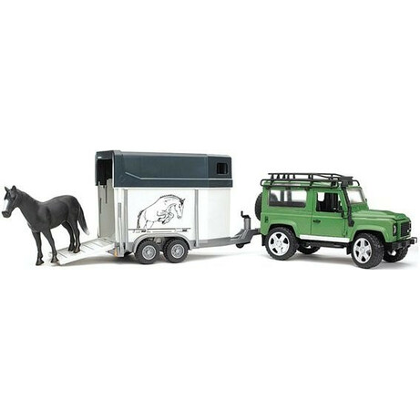 BRUDER.  Джип Bruder Land Rover Defender, М1:16, з причепом і фігуркою коня арт.37708(025922)
