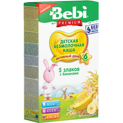 Bebi Premium. Безмолочная каша "5 злаков с бананом" 6 мес+ 200 г (035606)