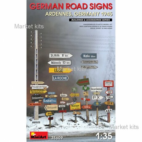 MINIAR. Дорожные знаки времен Второй мировой войны (Арденны, Германия 1945 г.) 1:35 (MA35609)