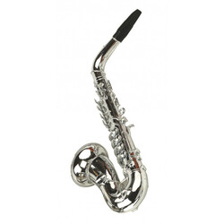 Bass&Bass. Дитячий іграшковий саксофон, срібно-металічного кольору, 27 см з ключами (B06575)
