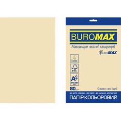 Buromax. Бумага цветная PASTEL, EUROMAX, крем., 20 л., А4, 80 г/м² (BM.2721220E-49)