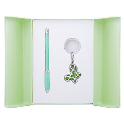 Langres. Набор подарочный "Night Moth": ручка шариковая + брелок, зеленый (5055649803968)