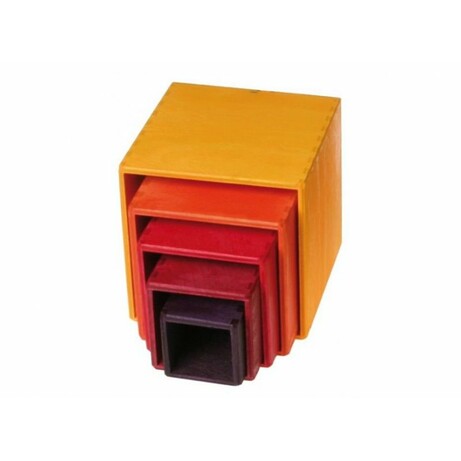 Grimm's. Пірамідка "Квадратна", жовто-червона, маленька (4048565105606)