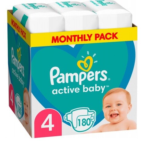 Pampers. Підгузки Active Baby Розмір 4 (Maxi) 9-14 кг 180 шт (032725)