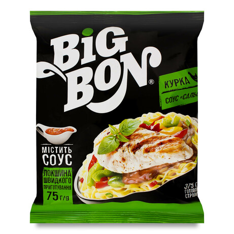 Big Bon. Лапша Big Bon Курица соус Сальса 75г (4820179255201)