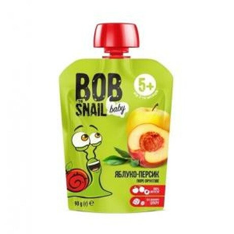 Bob Snail. Пюре фруктовое Яблоко-Персик, 90 г. (пауч) (4820219343035)