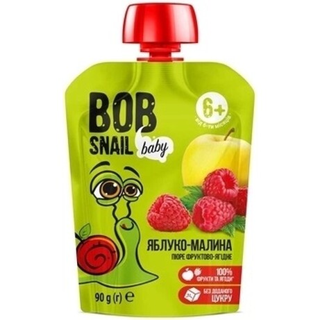 Bob Snail. Пюре фруктово-ягодное Pouch Яблоко-малина, 90 г х 10 шт (343875-10)