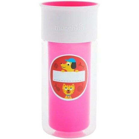 Munchkin. Чашка-непроливайка Miracle 360 Insulated Sticker Розовая 266 мл (2900990791972)