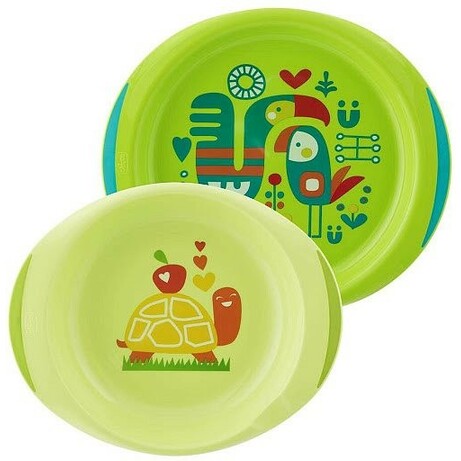 Сhicco. Набор детской посуды Тарелки Easy Feeding 2 шт 12M+ Салатовый (8058664000791)