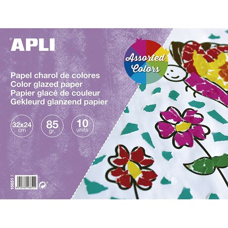 Apli Kids ™  Набір кольорового глазурованого паперу 32 х 24 см, 10 аркушів, Іспанія (16651)