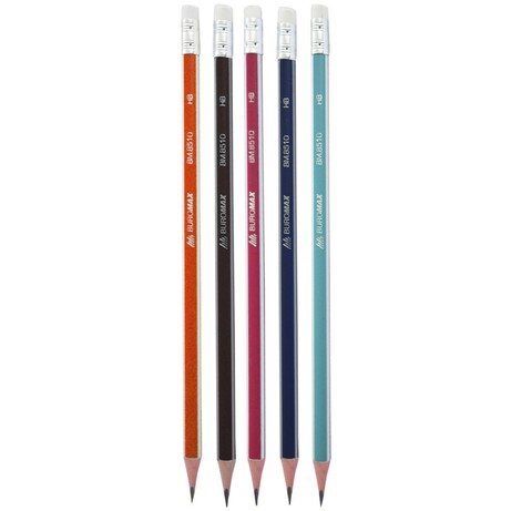 Buromax. Графитовый карандаш Silver HB с ластиком 1 шт (цвета в ассортименте) (4823078958808)