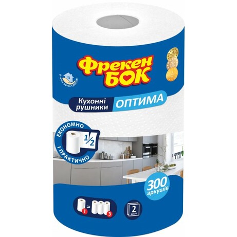 Упаковка бумажных полотенец Фрекен БОК Оптима Двухслойные 300 отрывов (650358)