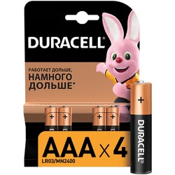 Duracell. Батарея мизинчиковая LR03(AAA), 4 шт. в упаковці(052543)