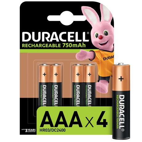 Акумулятор Duracell Recharge AAA 750 мА · год 4 шт (5000394045019)