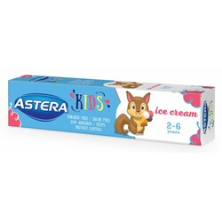 Детская зубная паста Astera Kids для детей от 2 до 6 лет с ароматом мороженого 50 мл (3800013519578)