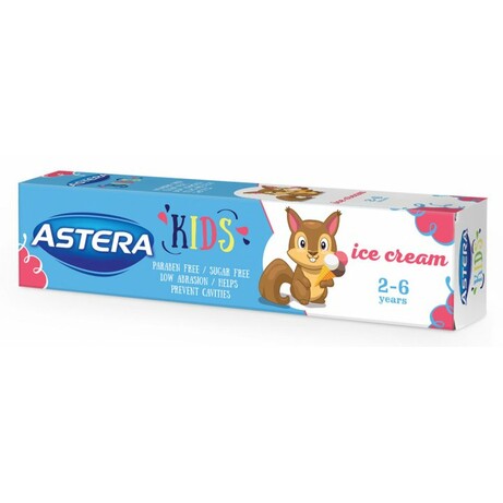Дитяча зубна паста Astera Kids для дітей від 2 до 6 років з ароматом морозива 50 мл (3800013519578)