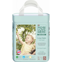 Подгузники-трусики детские Long Night, Nature Love Mere, размер XL [10-14 kg], 20 шт.(8809402093854)