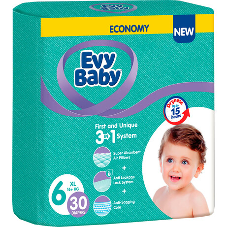 Детские подгузники Evy baby Junior (6) от 16+ кг 30 шт (8690506521479)