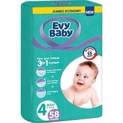 Дитячі підгузки Evy baby Maxi Jumbo 4 (7-18 кг) 58 шт (8690506520304)