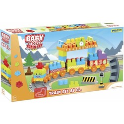 Конструктор Wader Baby Blocks Мои первые кубики – железная дорога 3,35м – 89эл. (5900694414808)