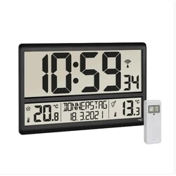 Часы настенные цифровые с термогигрометром и датчиком температуры TFA, XL, 360x28x235 мм (60452101)