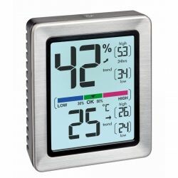 Часы настенные цифровые с термогигрометром TFA, 248x25x206 мм (60451654)