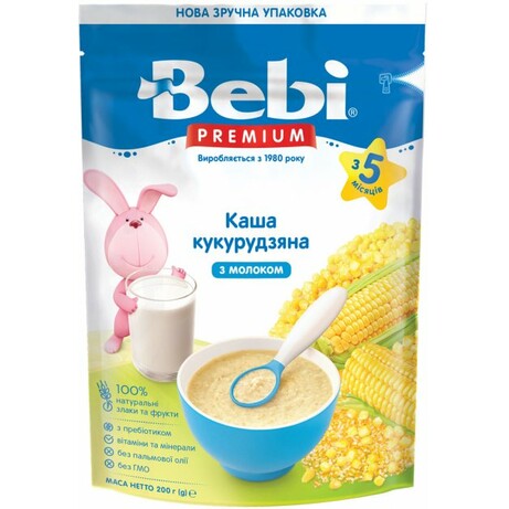 Молочна каша Bebi Premium  "Кукурудзяна", 5 мес+ 200 г (8606019654412)