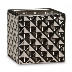 Кашпо для квітів Scheurich Crystal, кераміка, 17", куб, сріблясто-чорний (62215,00)