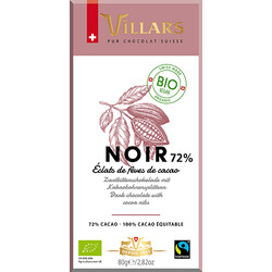 Шоколад черный Villars с какао-бобами bio 72 %, 80 г (7610036010855)