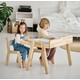 Комплект стіл дитячій з двома шухлядами 80 см та 2 стільця зростаючий ясен (00070027)