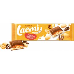 Шоколад молочний Roshen Lacmi з арахісом та карамельно-арахісовою начинкою 295 г (4823077629495)