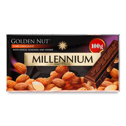 Шоколад черный Millennium Golden Nut с миндалем, 100г (4820240031505)